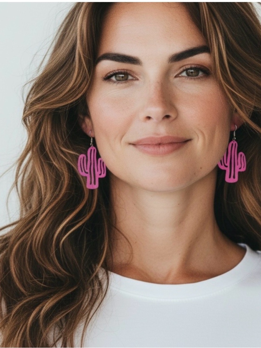 Pink Cactus Drop Earrings